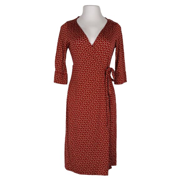 Diane Von Furstenberg Dresses & Skirts - Diane Von Furstenberg Rust Red Printed Wrap Midi Dress